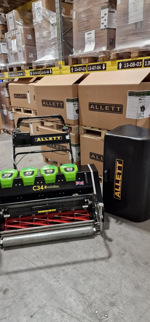 Ex Demo Allett C34E Battery Cylinder Mower (6 Months, 375-hour (Whichever comes first) warranty.
