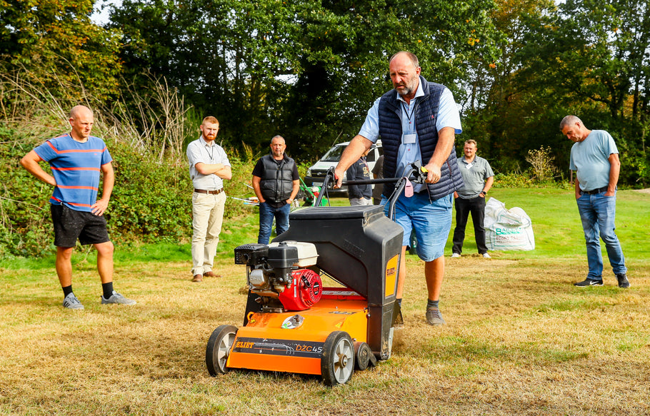 What are the benefits of drilling seed rather than broadcasting on a home lawn?