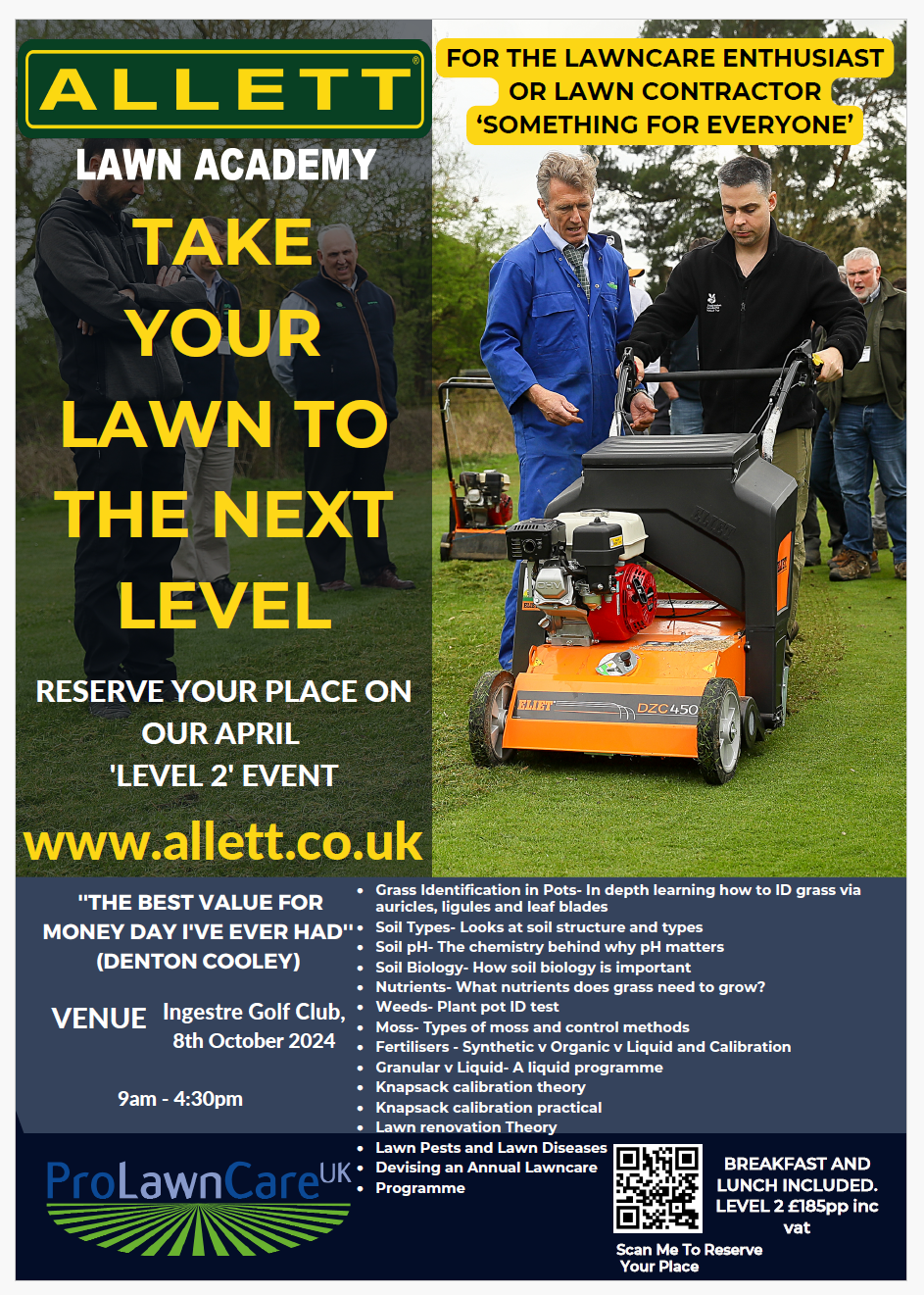 Allett Launch The First Level 2 Lawn Academy At Ingestre Golf Club