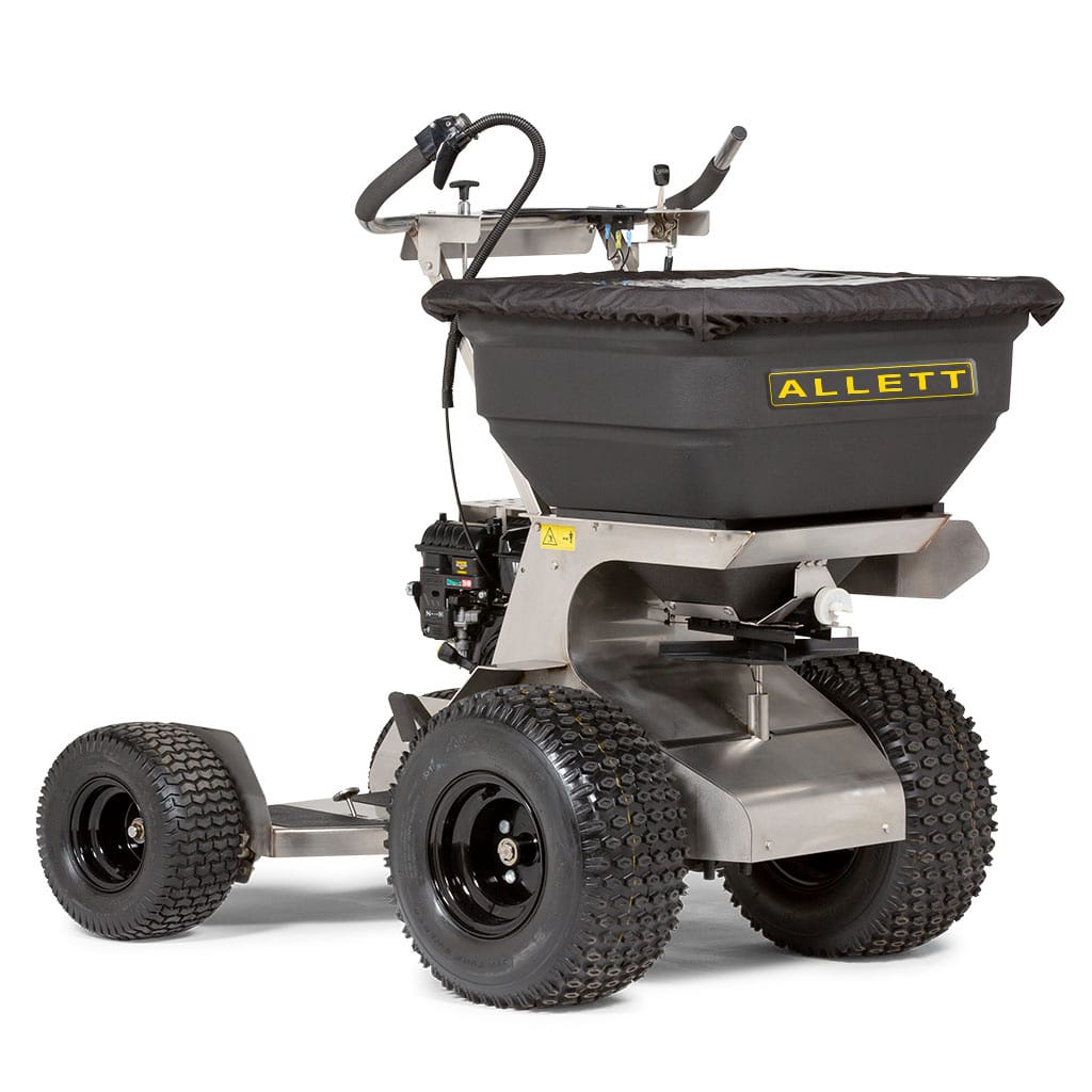 Allett XC Rover Stand-on Spreader on a solid white background.