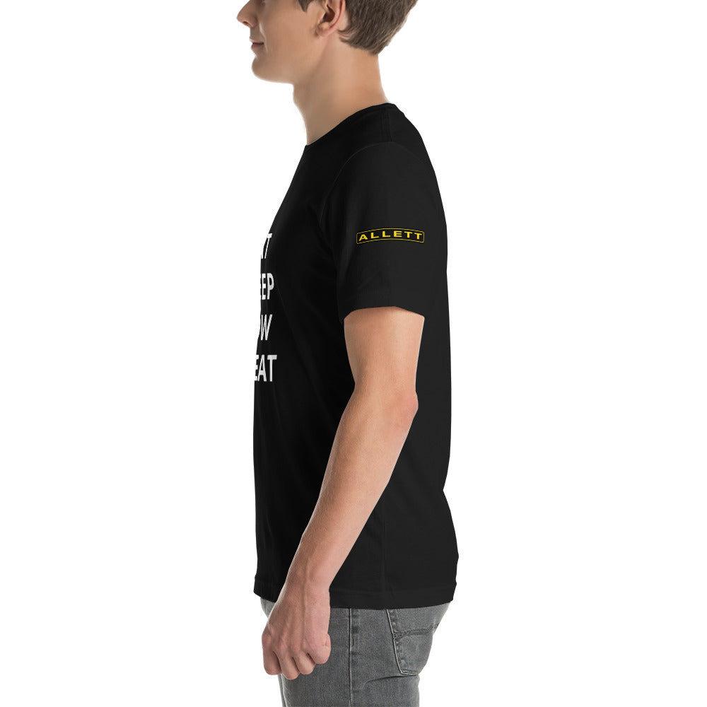 Allett 'Eat, Sleep, Mow Repeat' Short-Sleeve Unisex T-Shirt