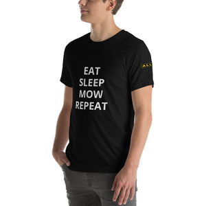 Allett 'Eat, Sleep, Mow Repeat' Short-Sleeve Unisex T-Shirt